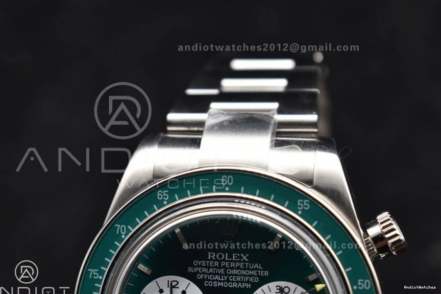 White Best Refined ADGF Bracelet Dial Daytona SS on A Green Edition 827 SS 0126